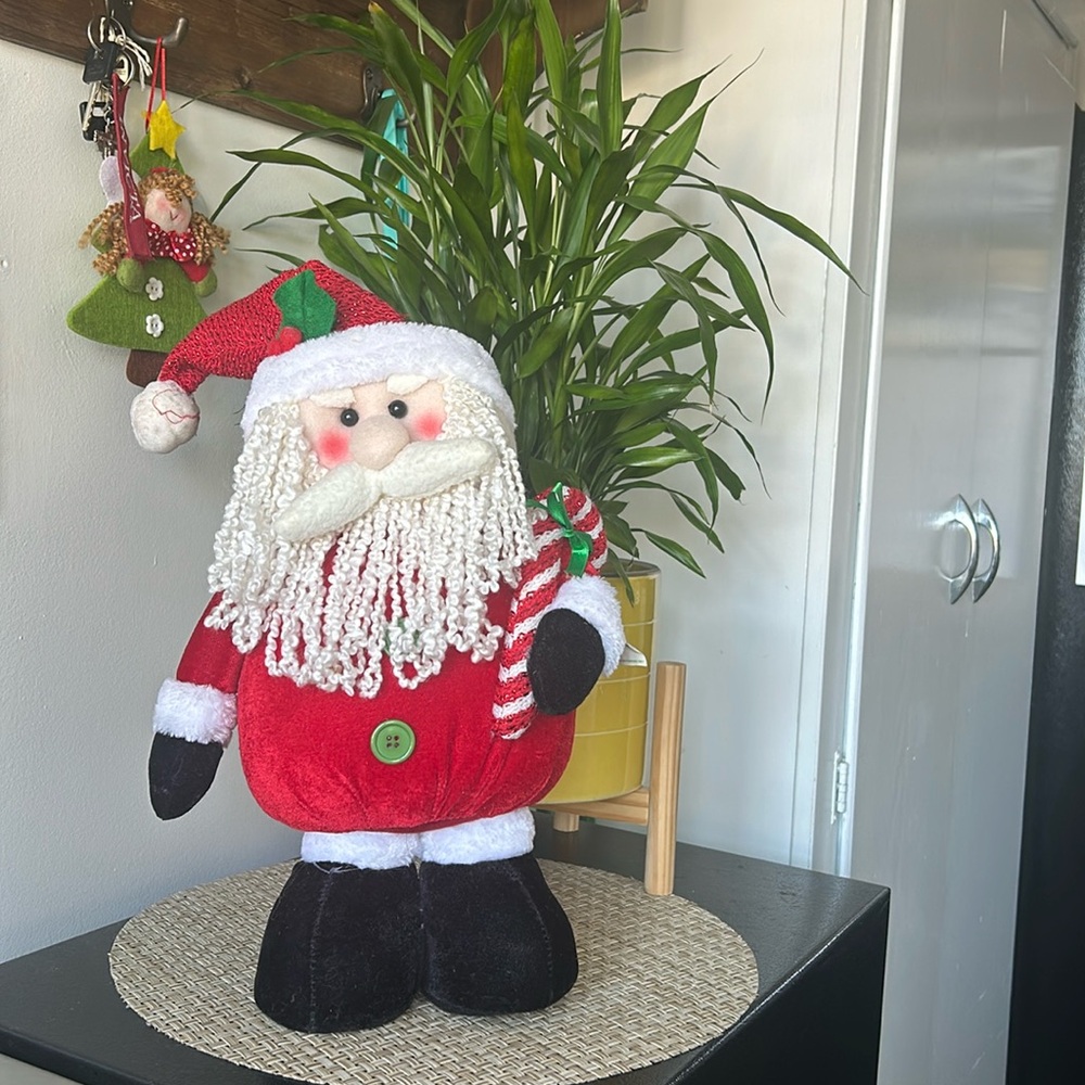 Vintage Homerbest Santa Clause Standing  Christmas Plush Santa Candy Cane